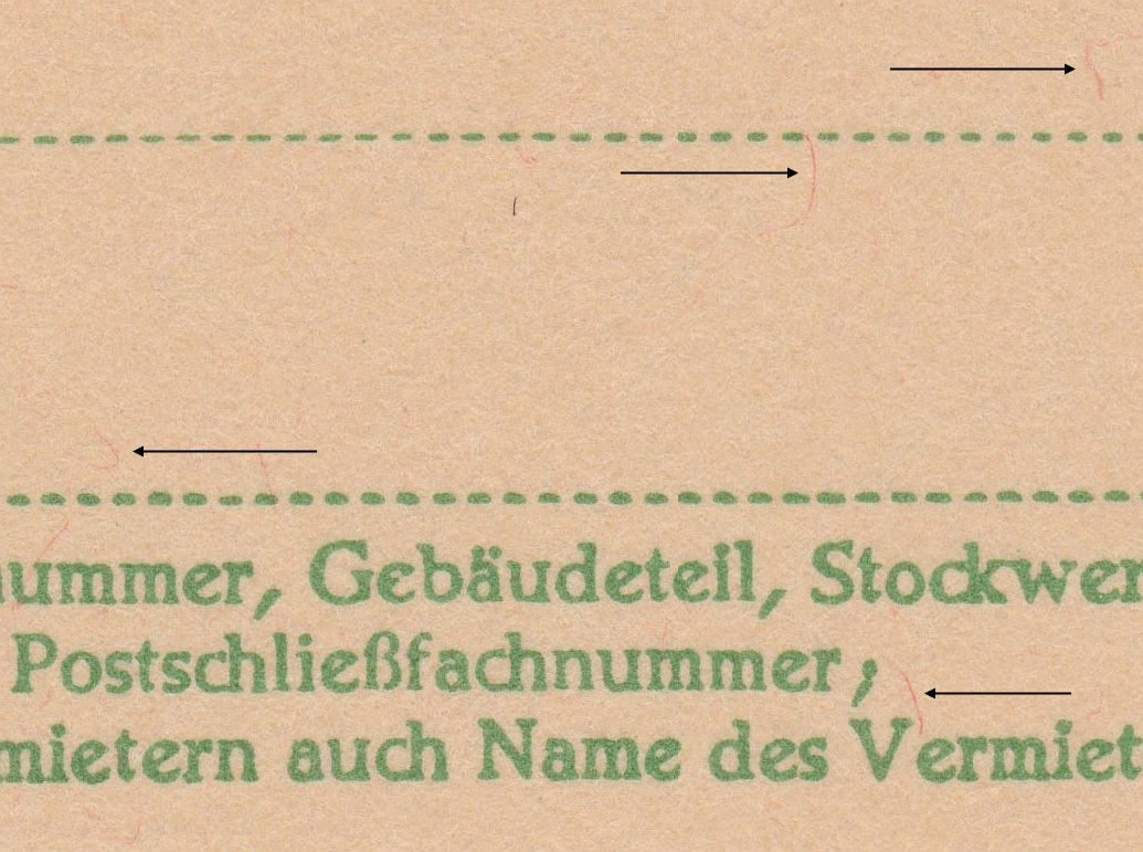 Papier der F&auml;lschung mit roten Fasern